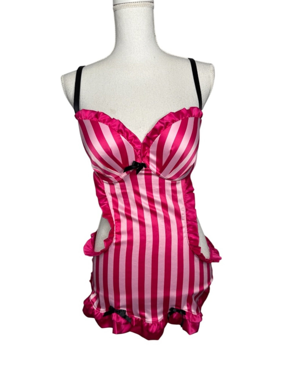 Victoria Secrets Sexy Little Things Apron Babydoll Pinstripe size 36 C
